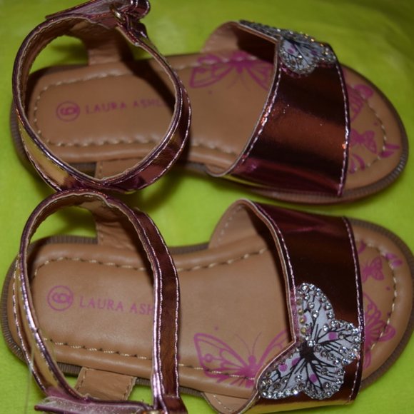 NWT ~ Laura Ashley Pink Butterfly Embellished Sandal 6 - Picture 4 of 6